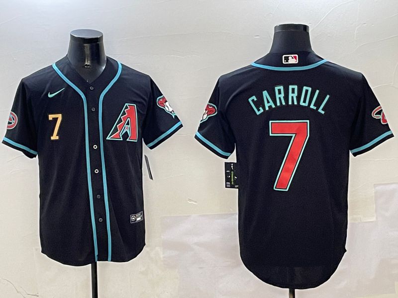 Men Arizona Diamondback #7 Carroll Black Game 2025 Nike MLB Jersey style 16